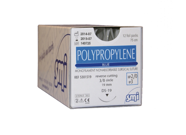 SMI chirurgické šití POLYPROPYLENE BLUE