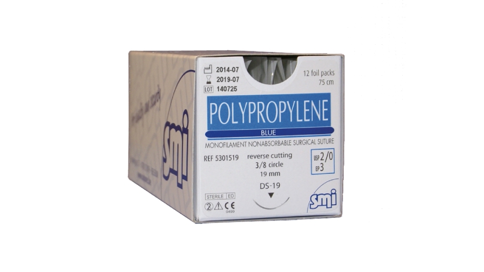 SMI chirurgické šití POLYPROPYLENE BLUE